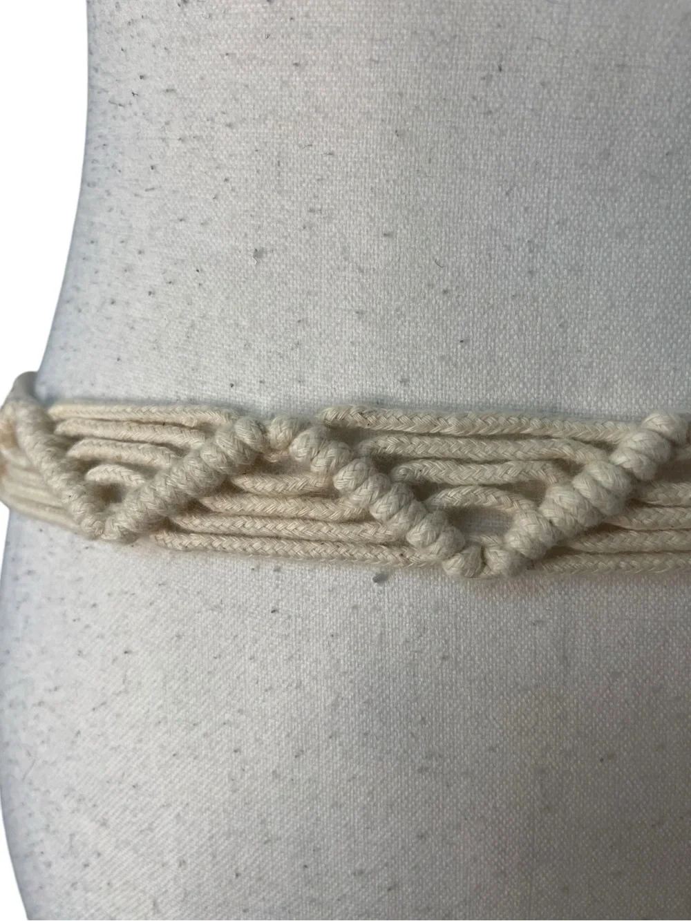 Zara Macrame Rope Belt with Wooden Buckle Cream